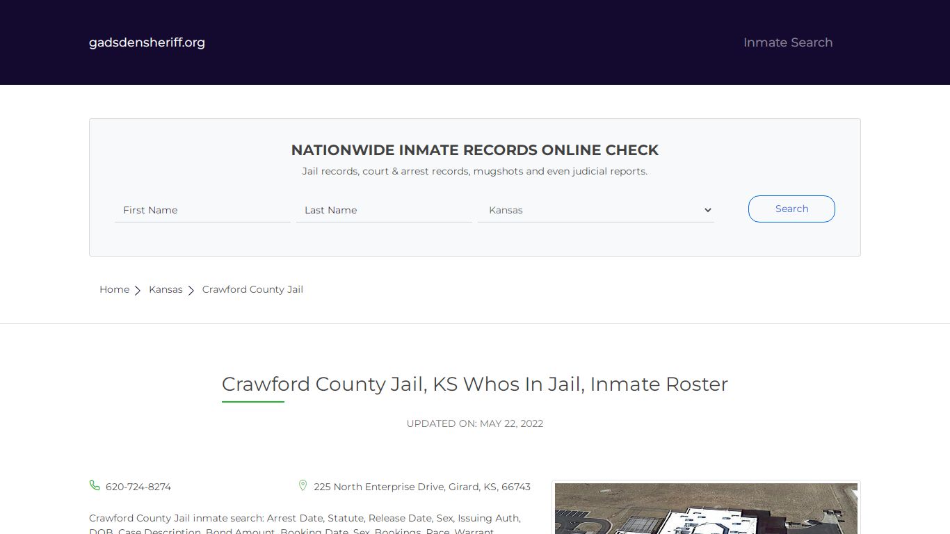 Crawford County Jail, KS Inmate Roster, Whos In Jail